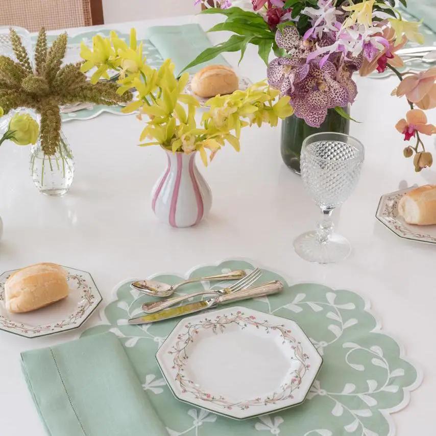 Classic Celadon Linen Napkin and Placemat Set by Talah Home, green placemats with napkins on Tampa Home & Garden Store