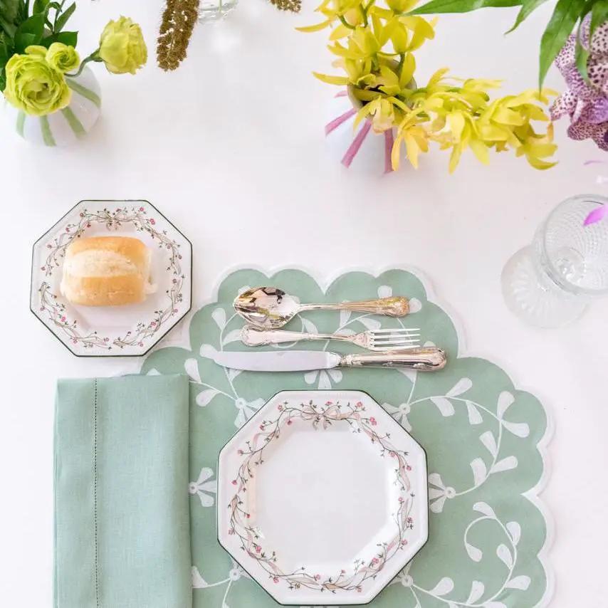 Classic Celadon Linen Napkin and Placemat Set by Talah Home; one placemat and one napkin on Tampa Home & Garden Store
