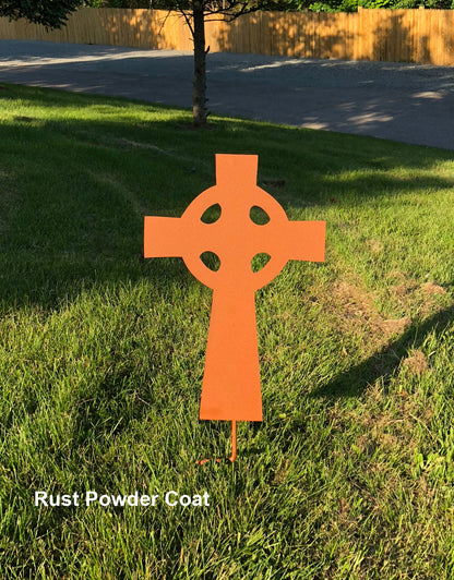 Garden cross wall art orange rust-coated steel by Rustica Ornamentals on Tampa Home & Garden Store