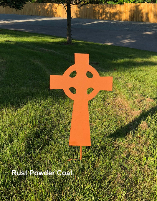 Garden cross wall art orange rust-coated steel by Rustica Ornamentals on Tampa Home & Garden Store
