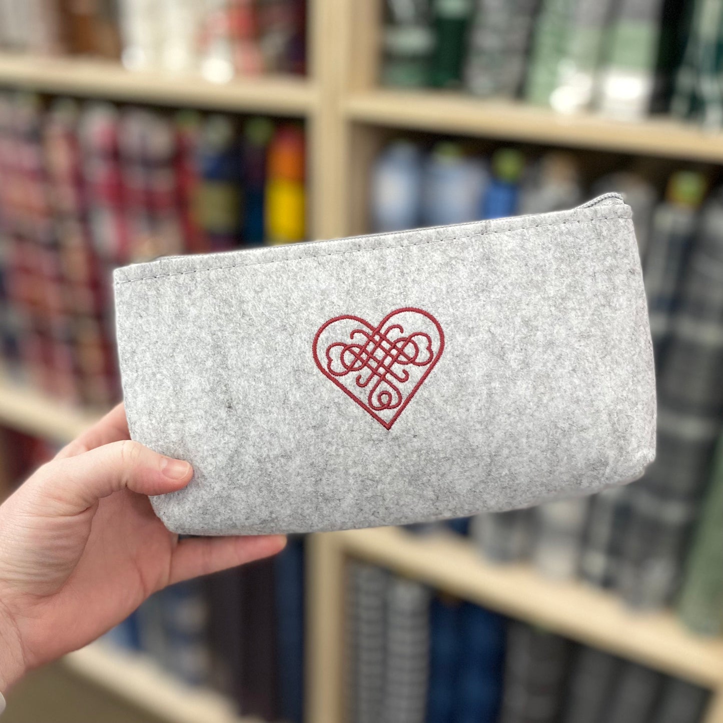 Celtic Knot Heart Embroidered Felt Zipper Pouch - Tampa Home & Garden Store