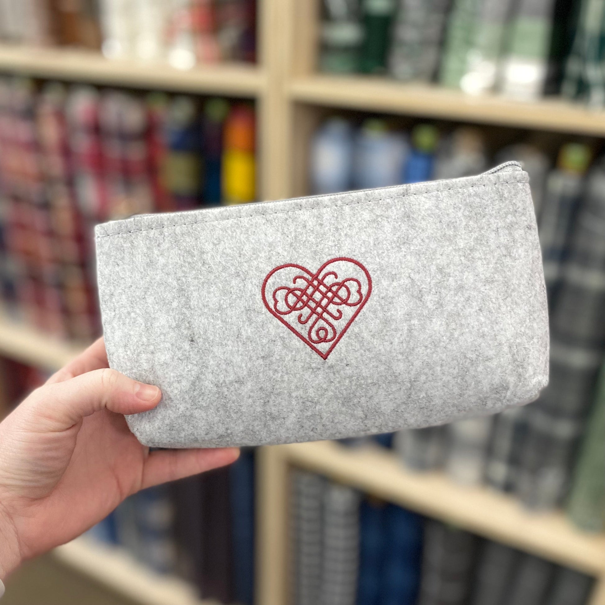 Celtic Knot Heart Embroidered Felt Zipper Pouch - Tampa Home & Garden Store