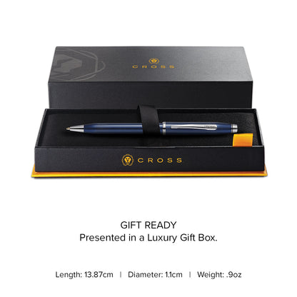Century II cobalt blue translucent ballpoint pen with diamond pattern by Cross in a gift box on Tampa Home & Garden Store