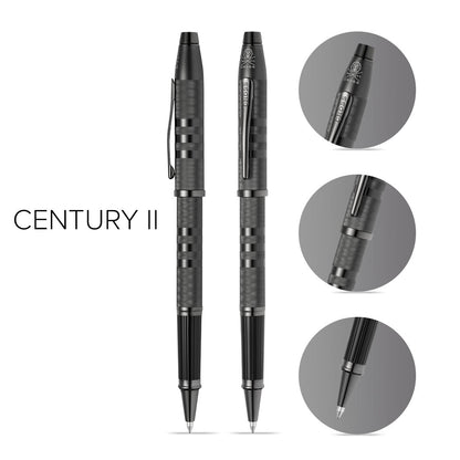 Century II Midnight Black rollerball pen pair by A.T. Cross with textured grips on Tampa Home & Garden Store