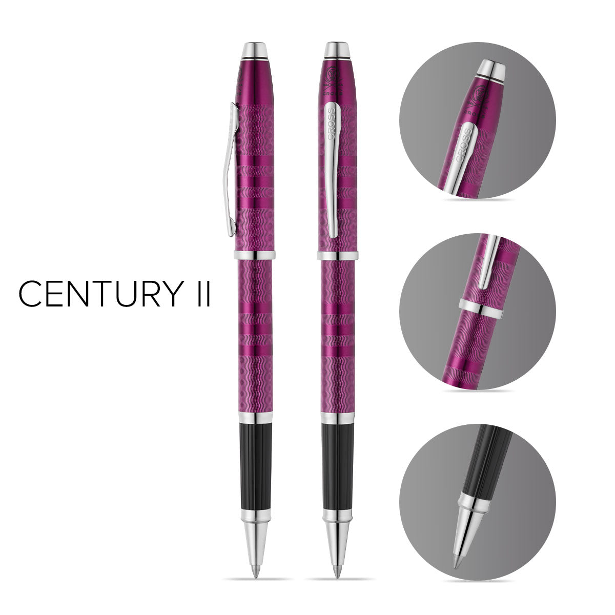 Century II Midnight Plum rollerball pens by Cross, purple lacquer with textured grip on Tampa Home & Garden Store