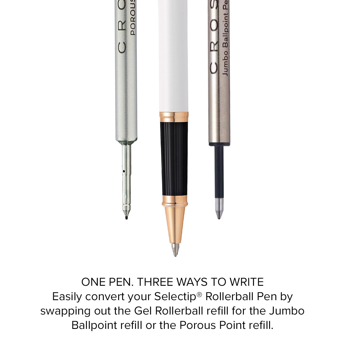 Century II pearlescent white lacquer rollerball pen with three interchangeable nibs on Tampa Home & Garden Store