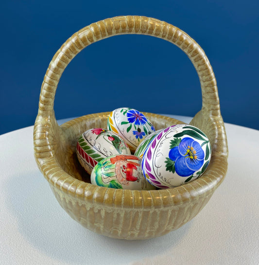 Ceramic Egg Basket. Gold Brown Serving Bowl or Modern Farmhouse Serving Dish. Decorative or Utalitarian. Housewarming Gift. Easter Decor. - Tampa Home & Garden Store