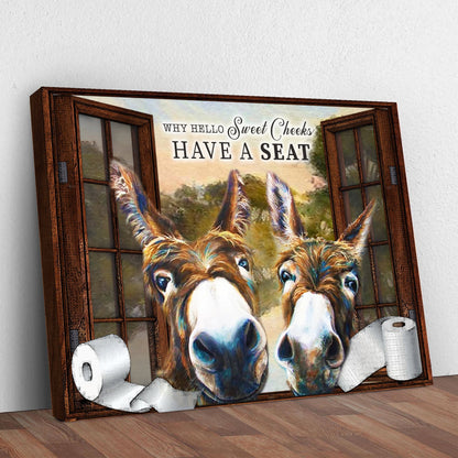 Have A Seat Sweet Cheeks bathroom sign on rustic framed crafting canvas Tailored Canvases on Tampa Home & Garden Store