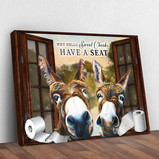 Have A Seat Sweet Cheeks bathroom sign on rustic framed crafting canvas Tailored Canvases on Tampa Home & Garden Store