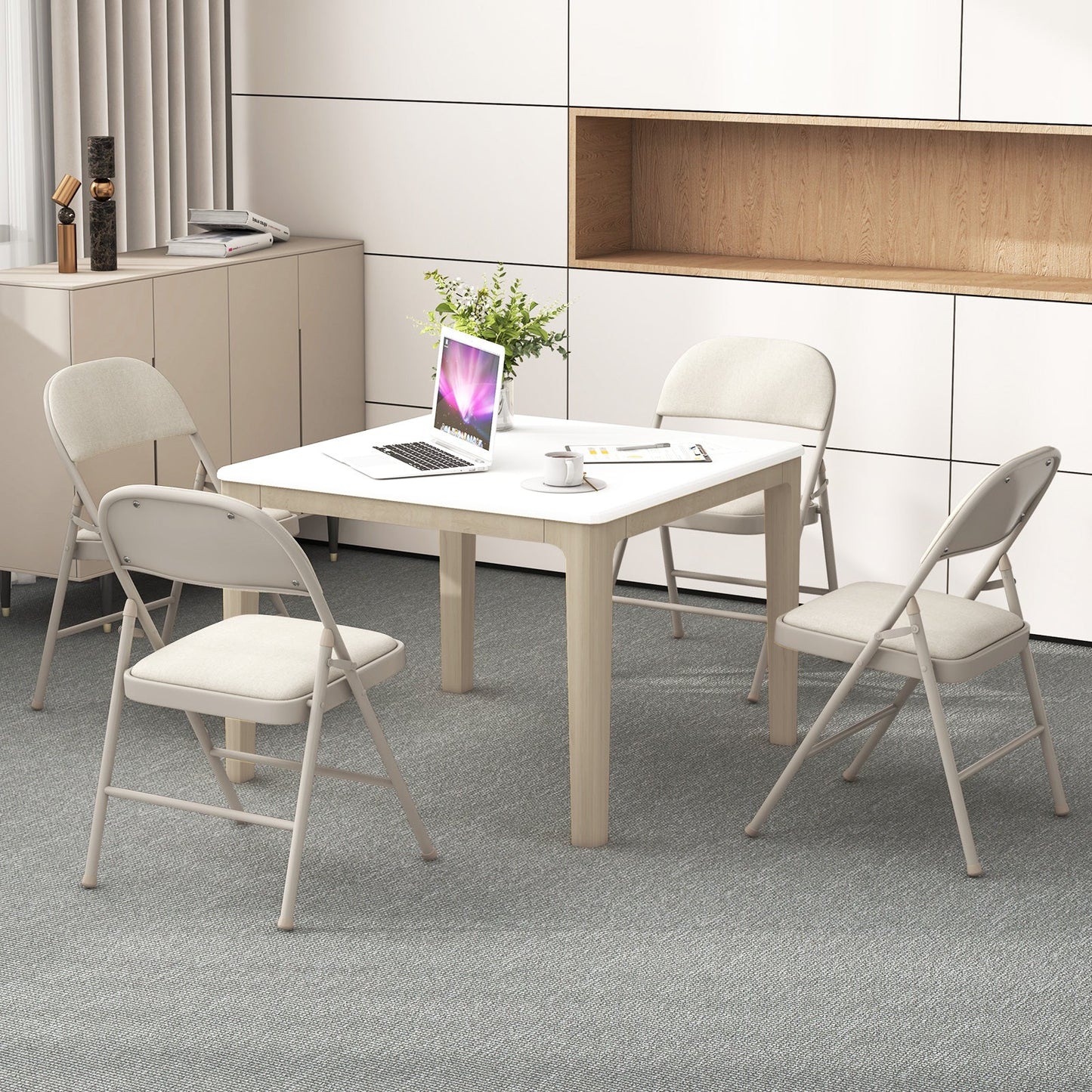 Juego de 6 sillas plegables con asiento acolchado y respaldo tapizado en tela - Juego de 6