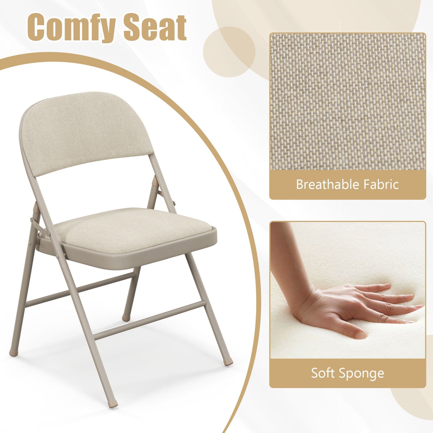 Juego de 6 sillas plegables con asiento acolchado y respaldo tapizado en tela - Juego de 6