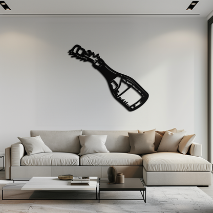 Champagne Bottle Explosion Metal Wall Art – Celebration-Themed Modern Decor for Bars and Kitchens- KAF646 - Tampa Home & Garden Store