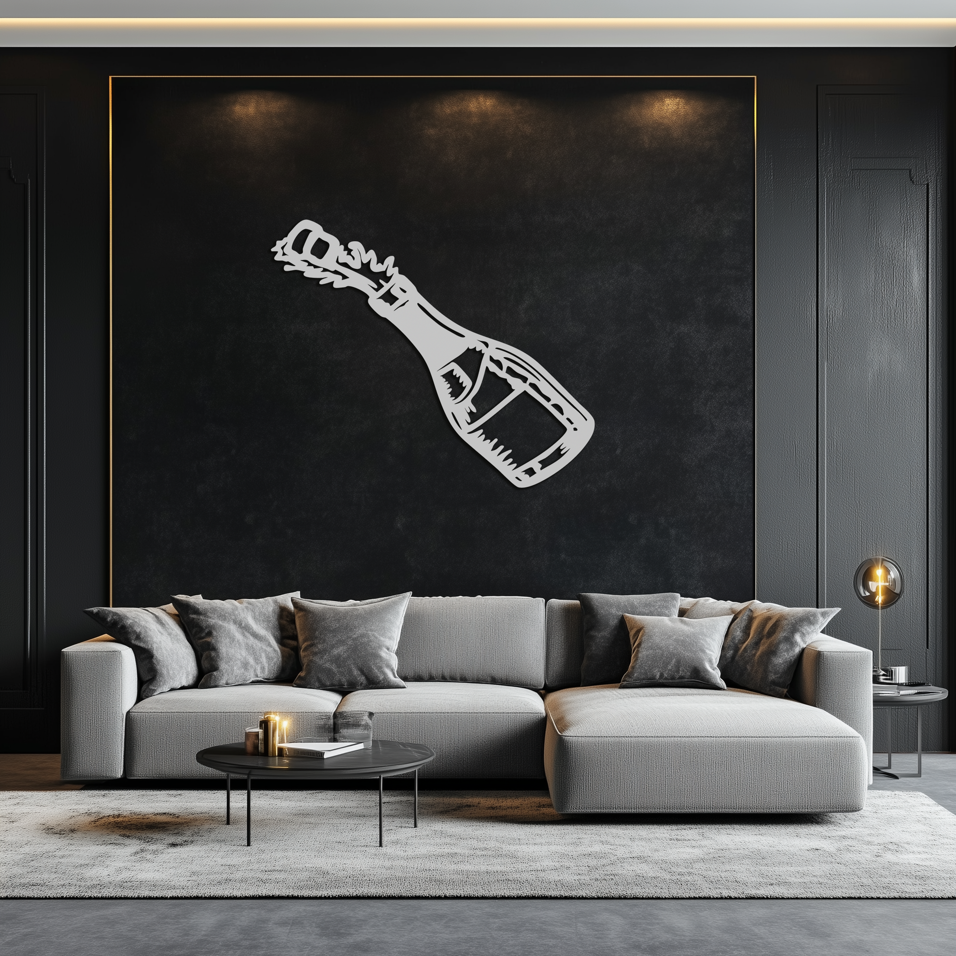 Champagne Bottle Explosion Metal Wall Art – Celebration-Themed Modern Decor for Bars and Kitchens- KAF646 - Tampa Home & Garden Store