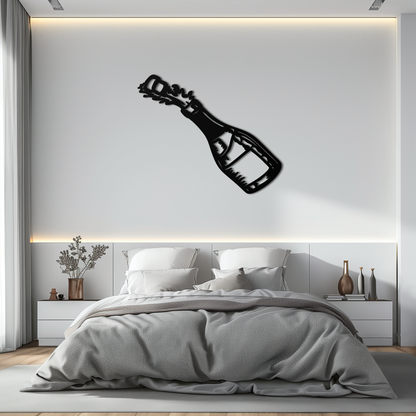 Champagne Bottle Explosion Metal Wall Art – Celebration-Themed Modern Decor for Bars and Kitchens- KAF646 - Tampa Home & Garden Store