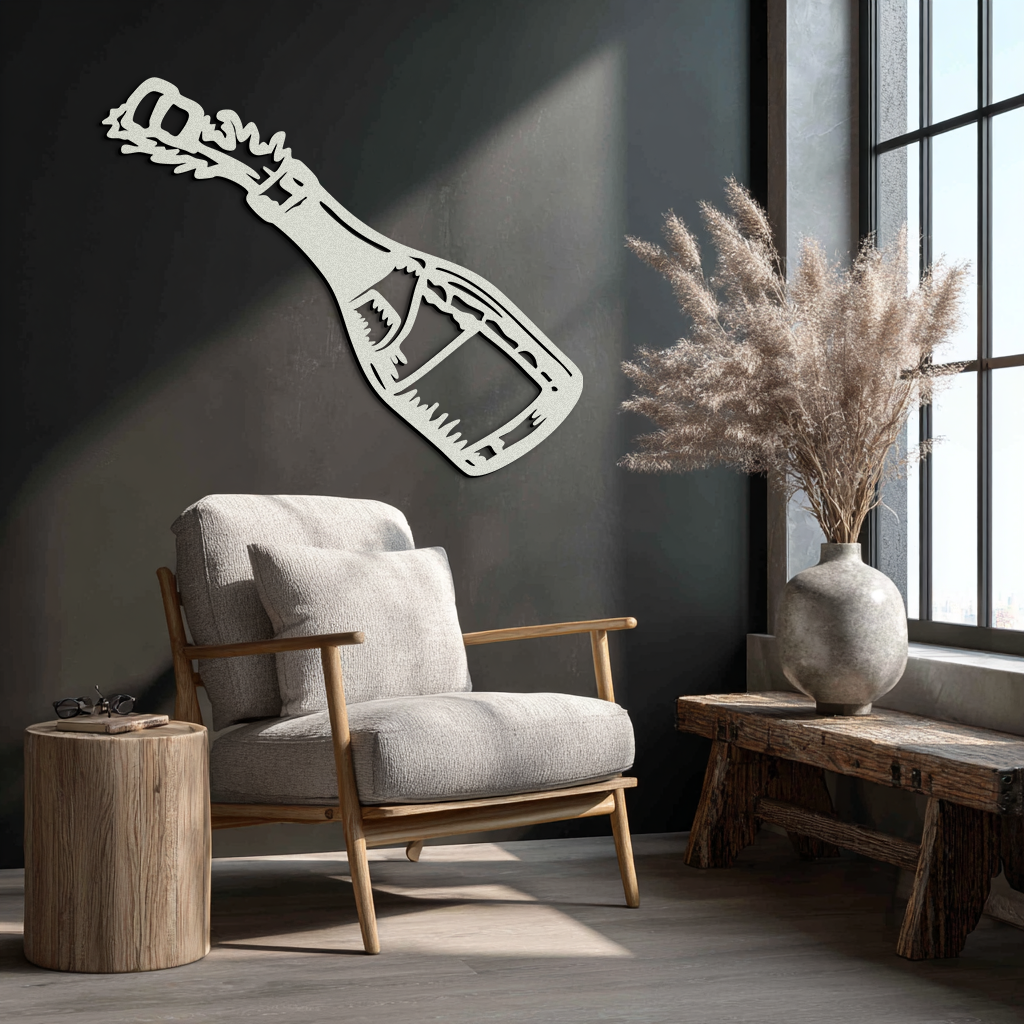 Champagne Bottle Explosion Metal Wall Art – Celebration-Themed Modern Decor for Bars and Kitchens- KAF646 - Tampa Home & Garden Store