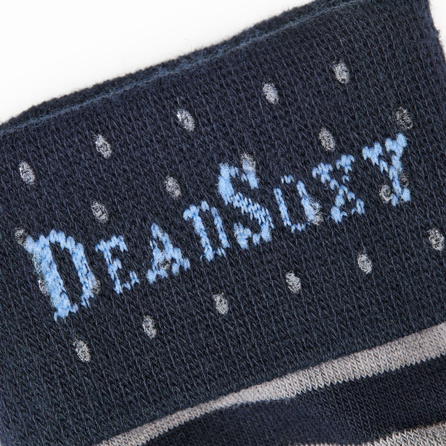 DeadSoxy F24 Dress Sock 3-Pack A navy boardroom socks with gray polka dots on Tampa Home & Garden Store