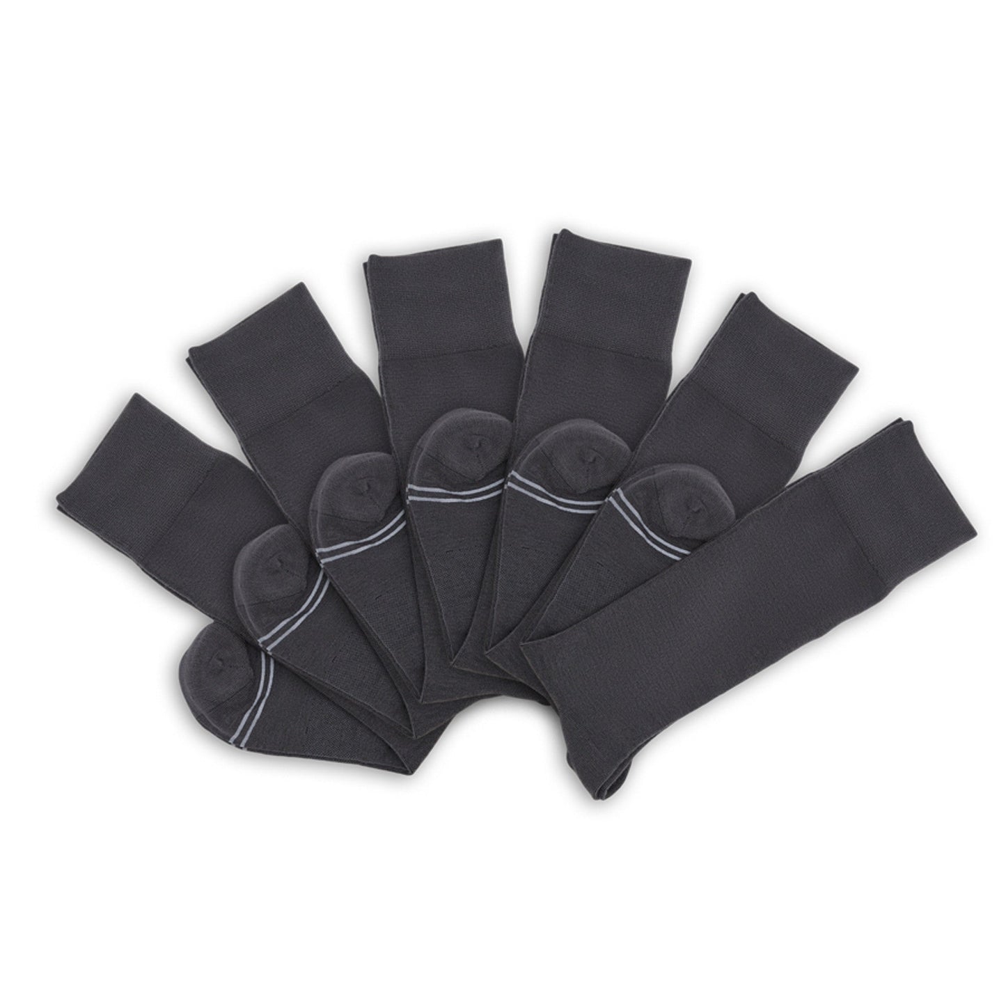 Asher 6-pack charcoal dress socks for boardroom wear, crew-length on Tampa Home & Garden Store