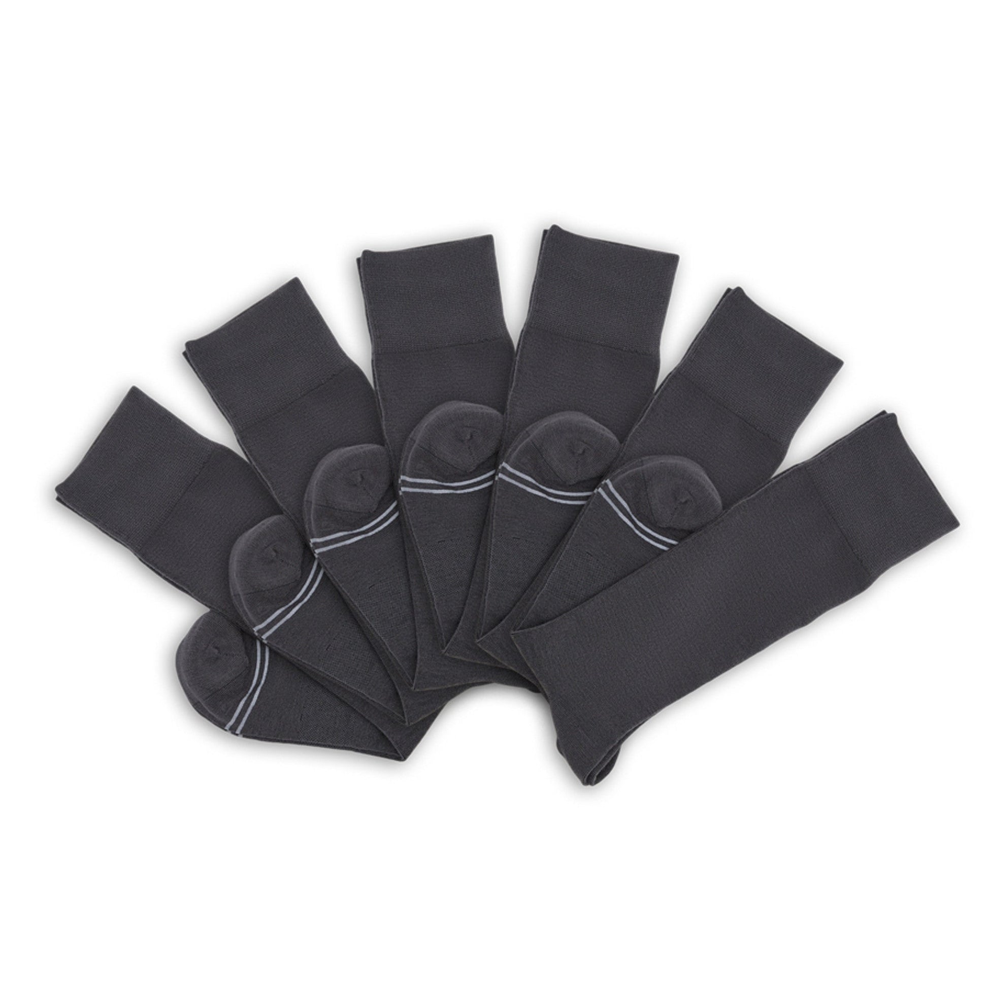 Asher 6-pack charcoal dress socks for boardroom wear, crew-length on Tampa Home & Garden Store