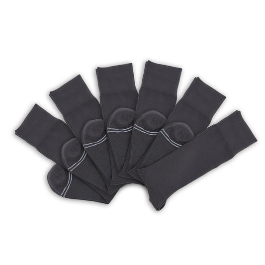 Asher 6-pack charcoal dress socks for boardroom wear, crew-length on Tampa Home & Garden Store