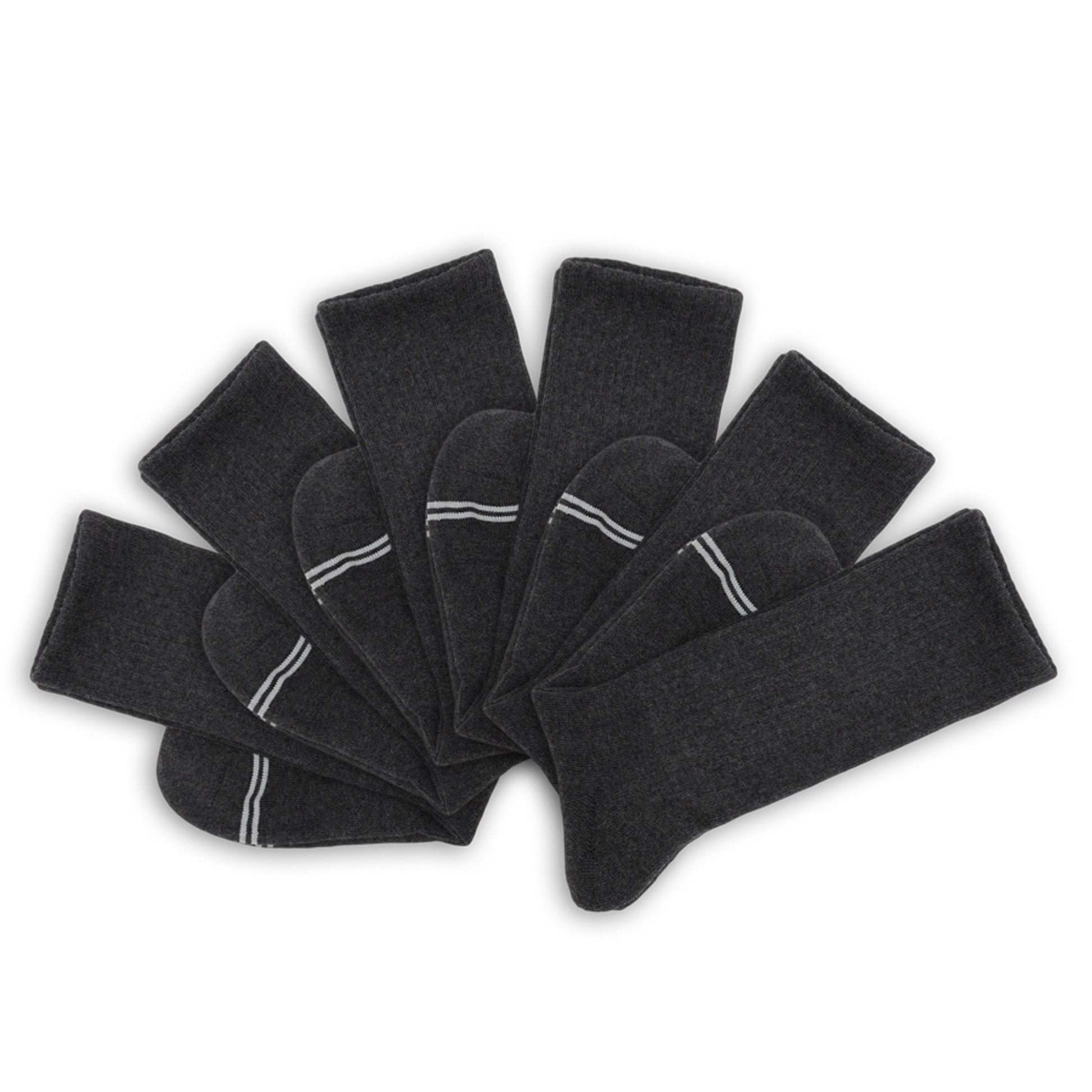 DeadSoxy Charcoal Casual Crew Socks 6-pack, dark gray crew socks with white stripe on Tampa Home & Garden Store