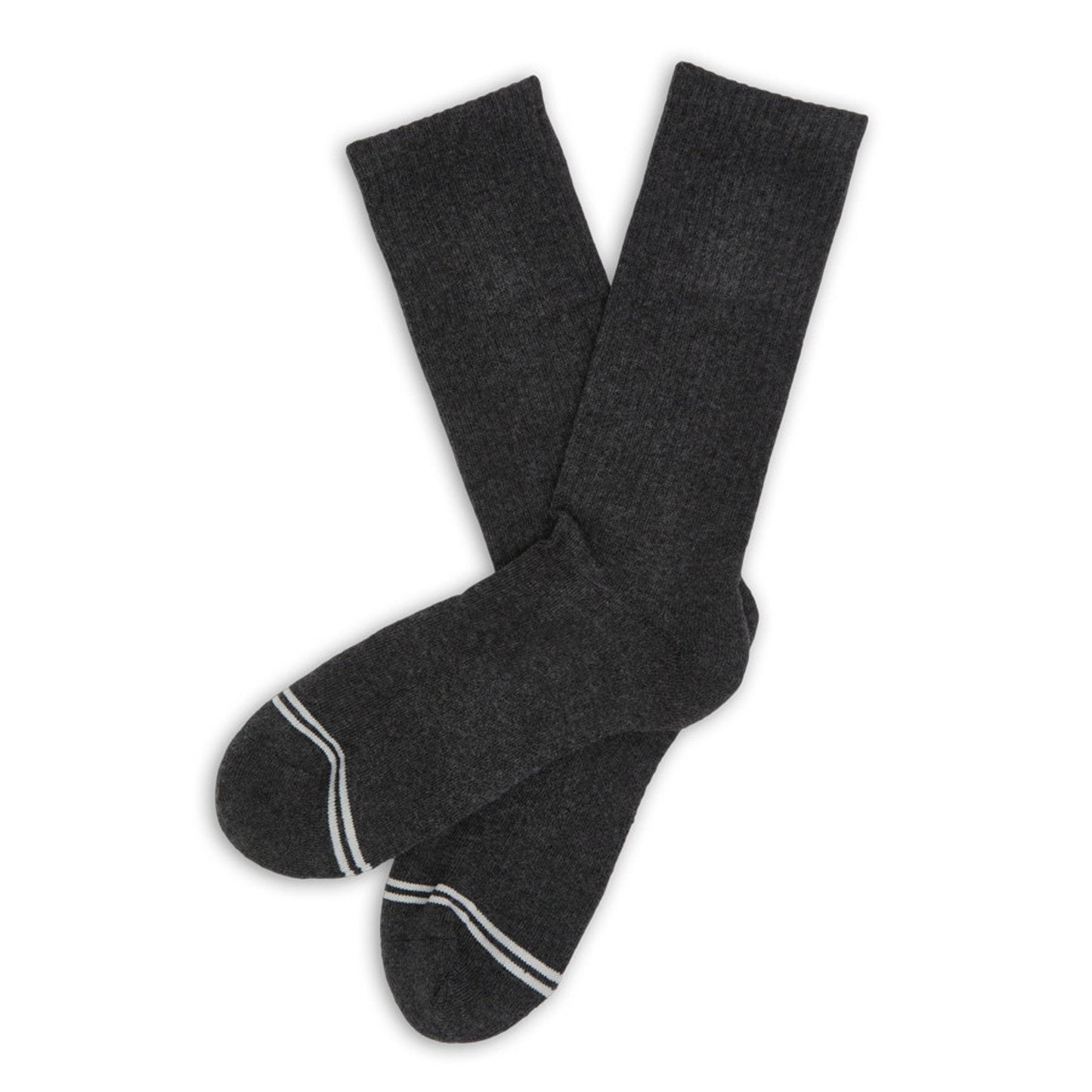 Charcoal casual crew socks by DeadSoxy, 3 shown with white-striped toe detail on Tampa Home & Garden Store