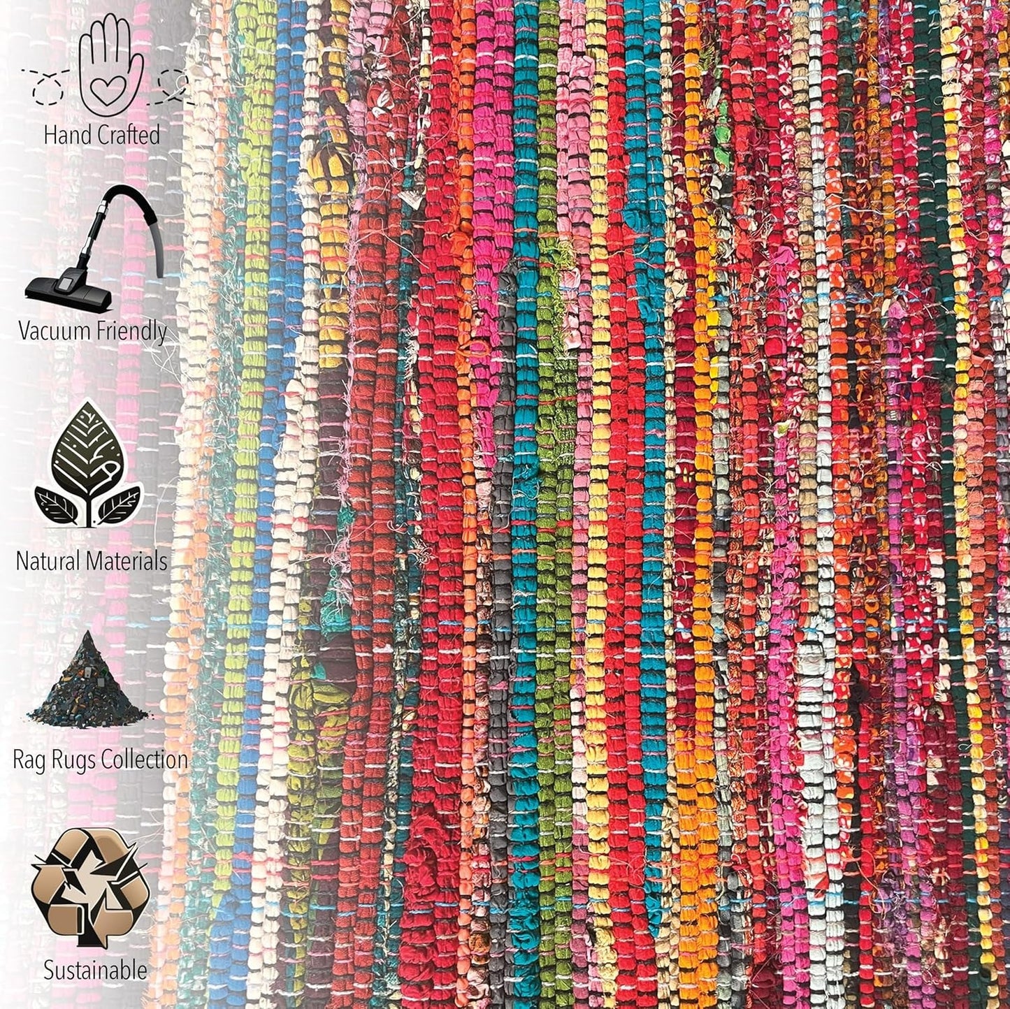 Chardin Home Recycled Cotton Rag Rug — Vibrant, Unique & Durable - Tampa Home & Garden Store