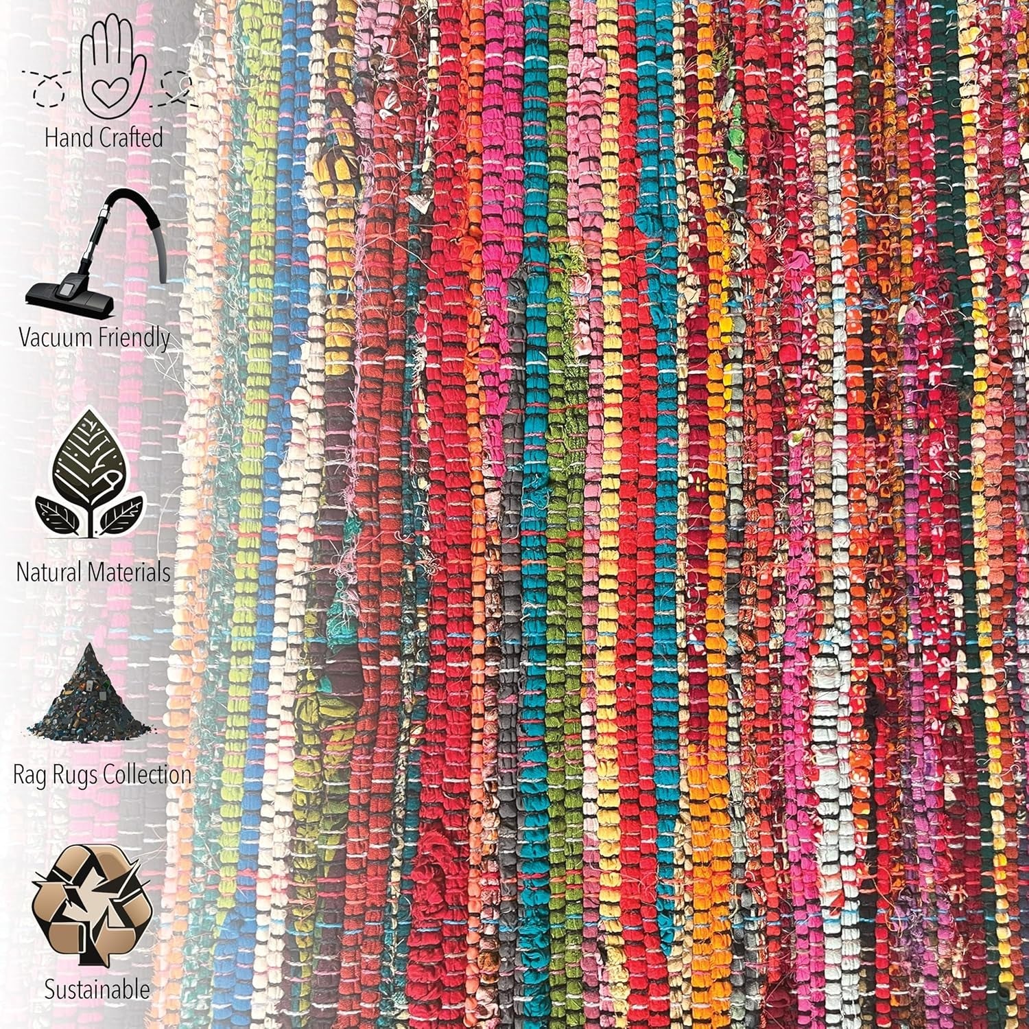 Chardin Home Recycled Cotton Rag Rug — Vibrant, Unique & Durable - Tampa Home & Garden Store