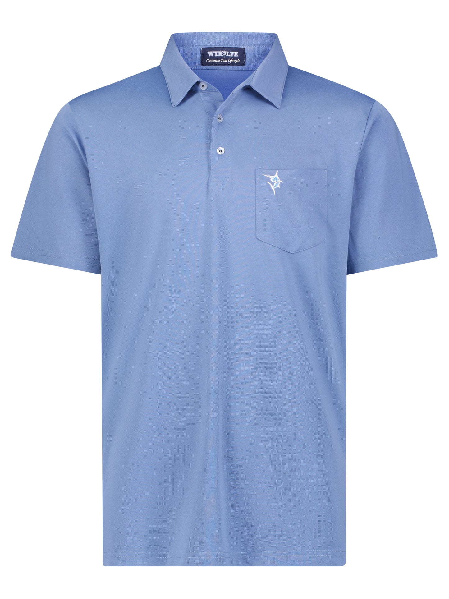Charleston Polo light blue polo shirt by White Water Life with chest pocket logo on Tampa Home & Garden Store