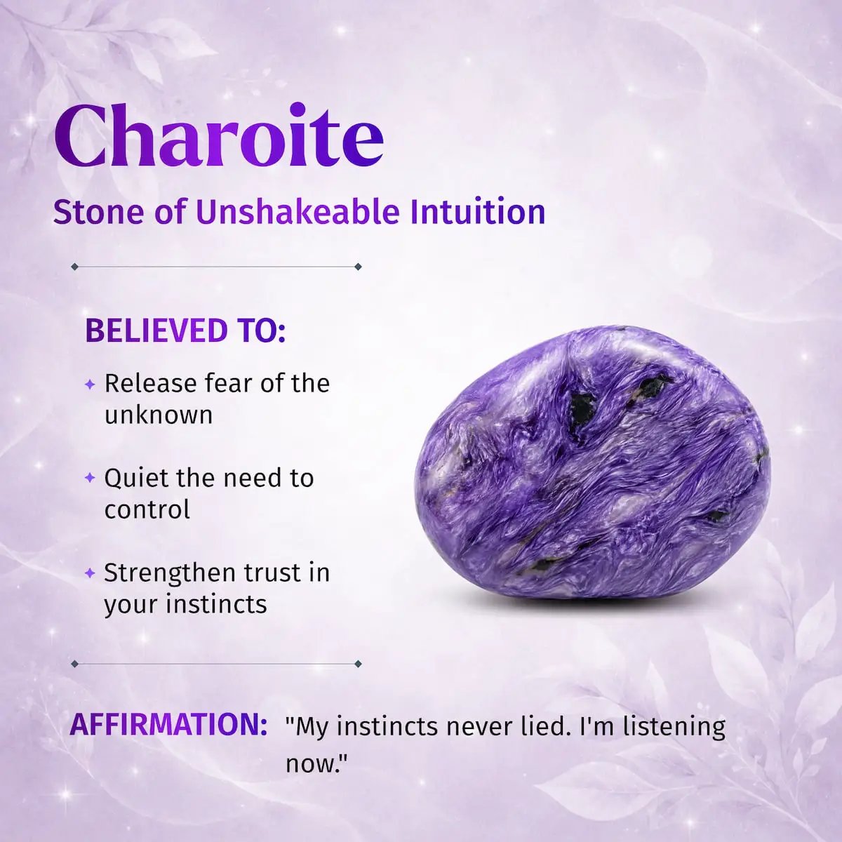 Bracelet with purple Siberian charoite stone, swirled violet hues on Tampa Home & Garden Store