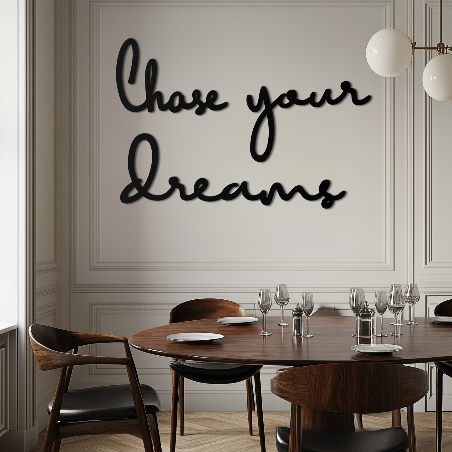 Chase Your Dreams Quote Metal Wall Art – Inspirational Word Sign in Black for Home and Office Decor- KAF454 - Tampa Home & Garden Store