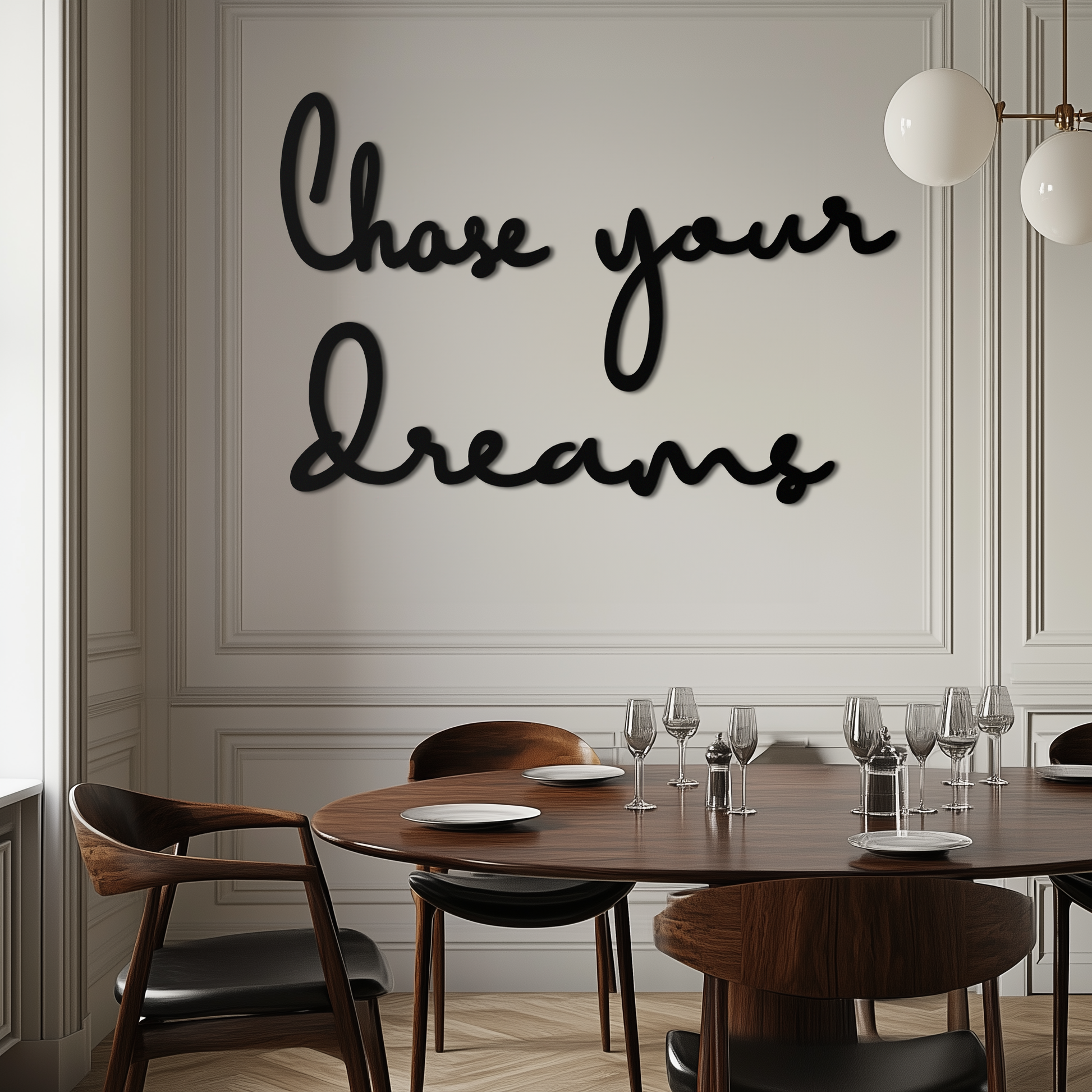Chase Your Dreams Quote Metal Wall Art – Inspirational Word Sign in Black for Home and Office Decor- KAF454 - Tampa Home & Garden Store
