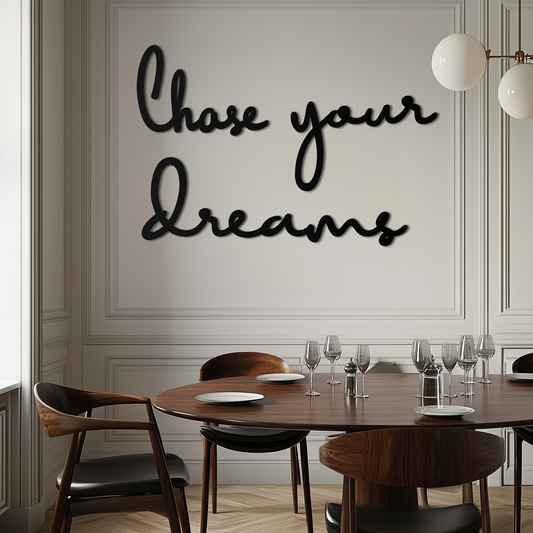 Chase Your Dreams Quote Metal Wall Art – Inspirational Word Sign in Black for Home and Office Decor- KAF454 - Tampa Home & Garden Store