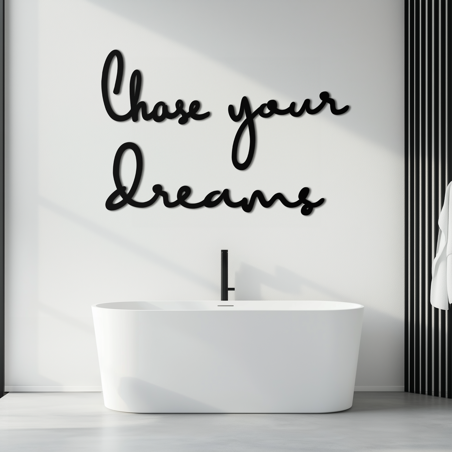 Chase Your Dreams Quote Metal Wall Art – Inspirational Word Sign in Black for Home and Office Decor- KAF454 - Tampa Home & Garden Store