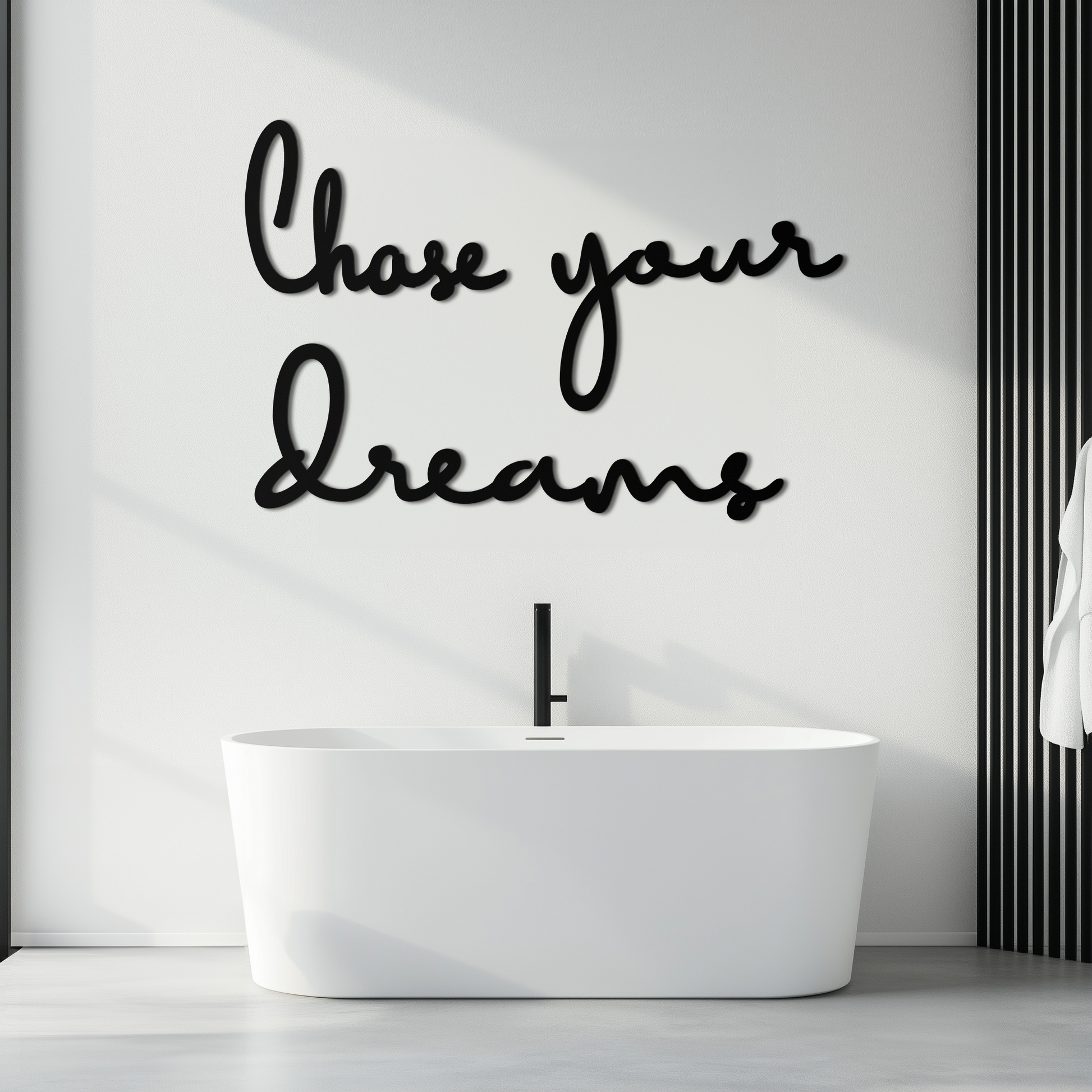 Chase Your Dreams Quote Metal Wall Art – Inspirational Word Sign in Black for Home and Office Decor- KAF454 - Tampa Home & Garden Store