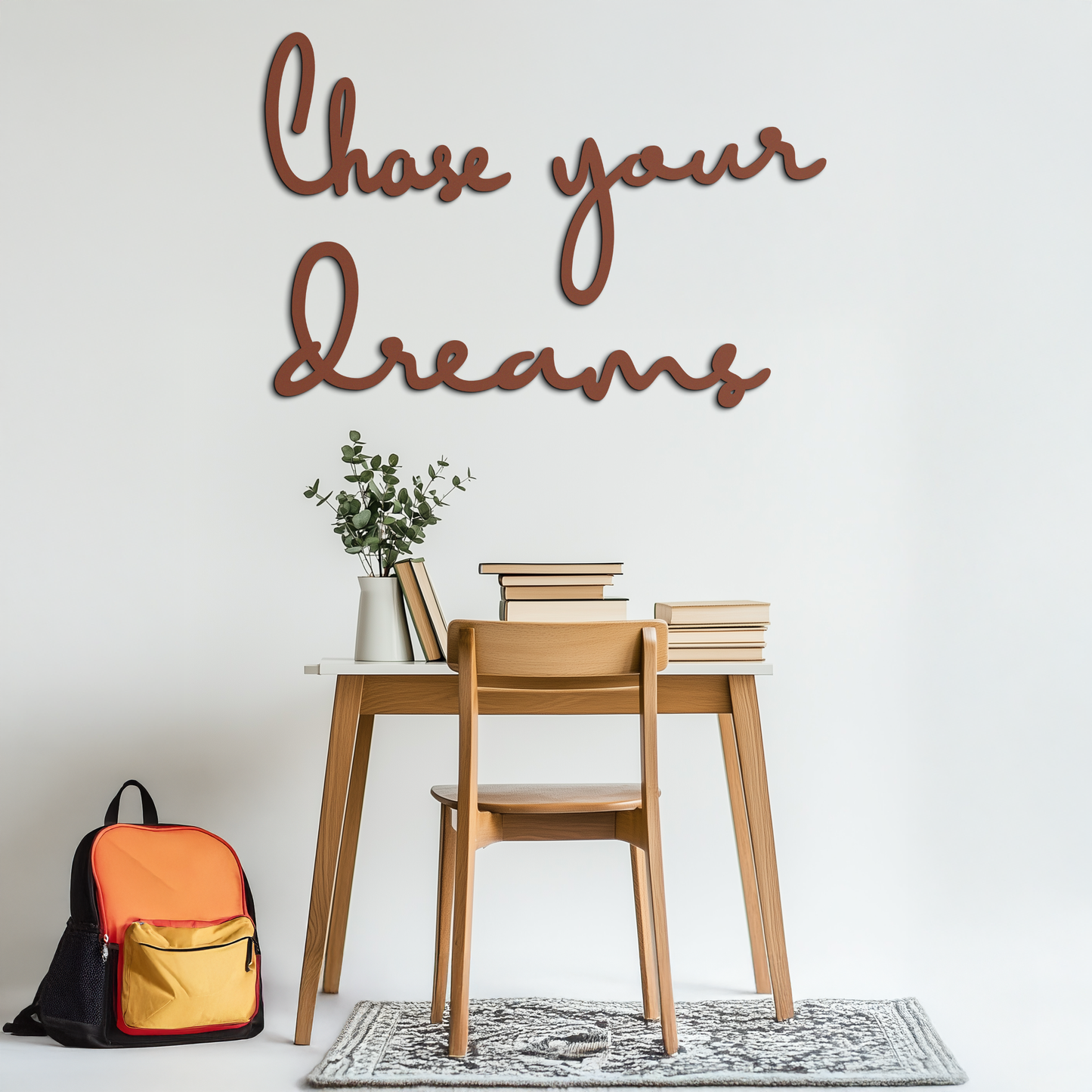 Chase Your Dreams Quote Metal Wall Art – Inspirational Word Sign in Black for Home and Office Decor- KAF454 - Tampa Home & Garden Store