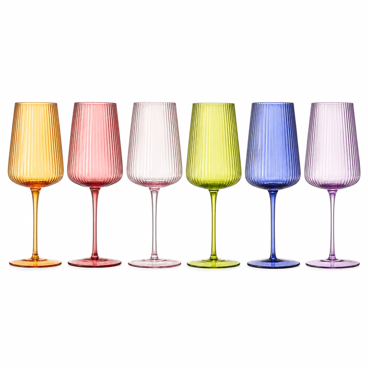 Rhea Ribbed Stemmed Wine Glasses Set of 6