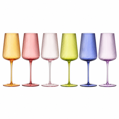 Rhea Ribbed Stemmed Wine Glasses Set of 6