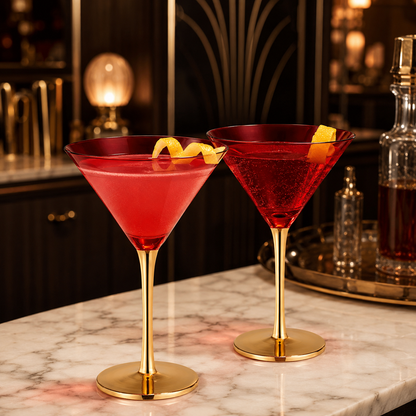 Set Of Two Deco Martini Cocktail Glassware