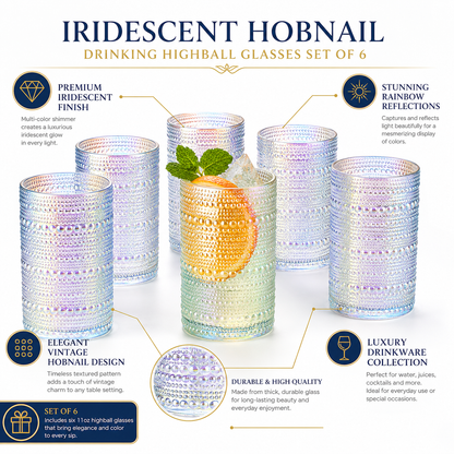 Vintage Hobnail Highball Tumbler Set of Six