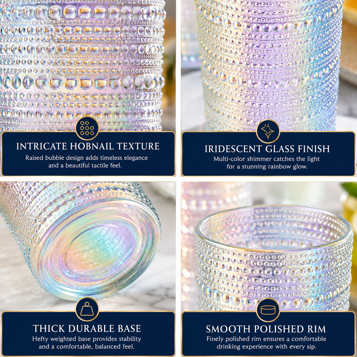 Vintage Hobnail Highball Tumbler Set of Six