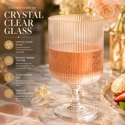 Modern Textured Glass Wine Glasses Set of Two