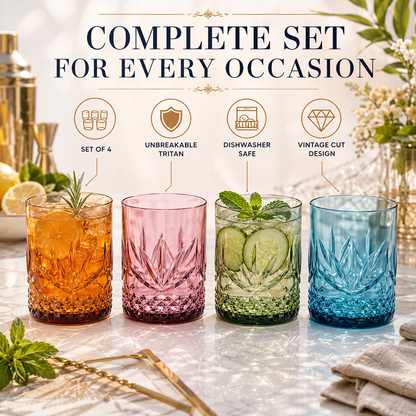Onix Acrylic Lowball Glassware Set of Four