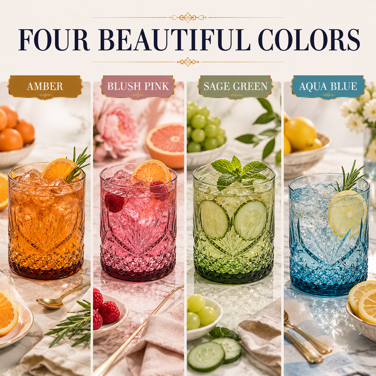 Onix Acrylic Lowball Glassware Set of Four