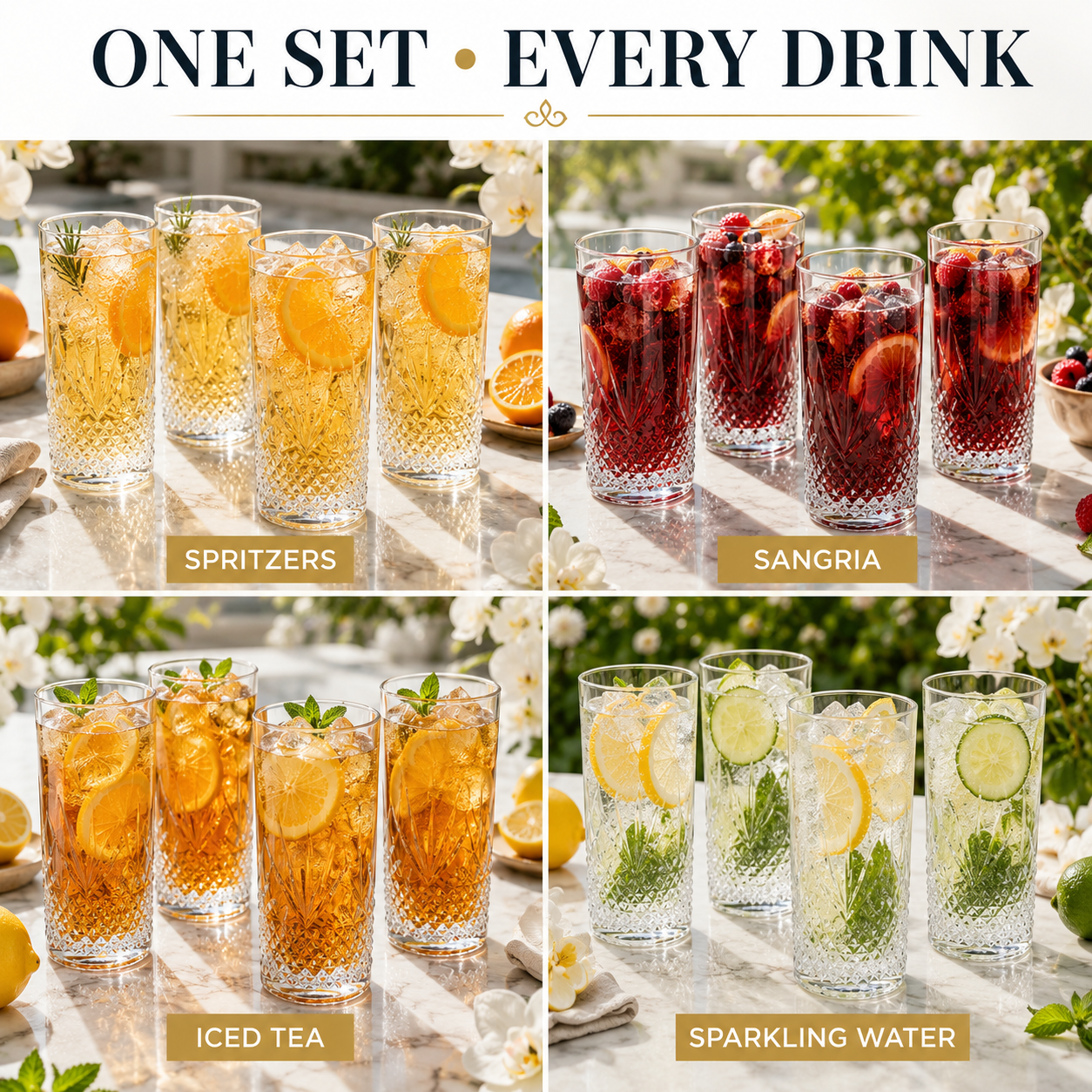 Onix Acrylic Highball Glasses Set Of Four