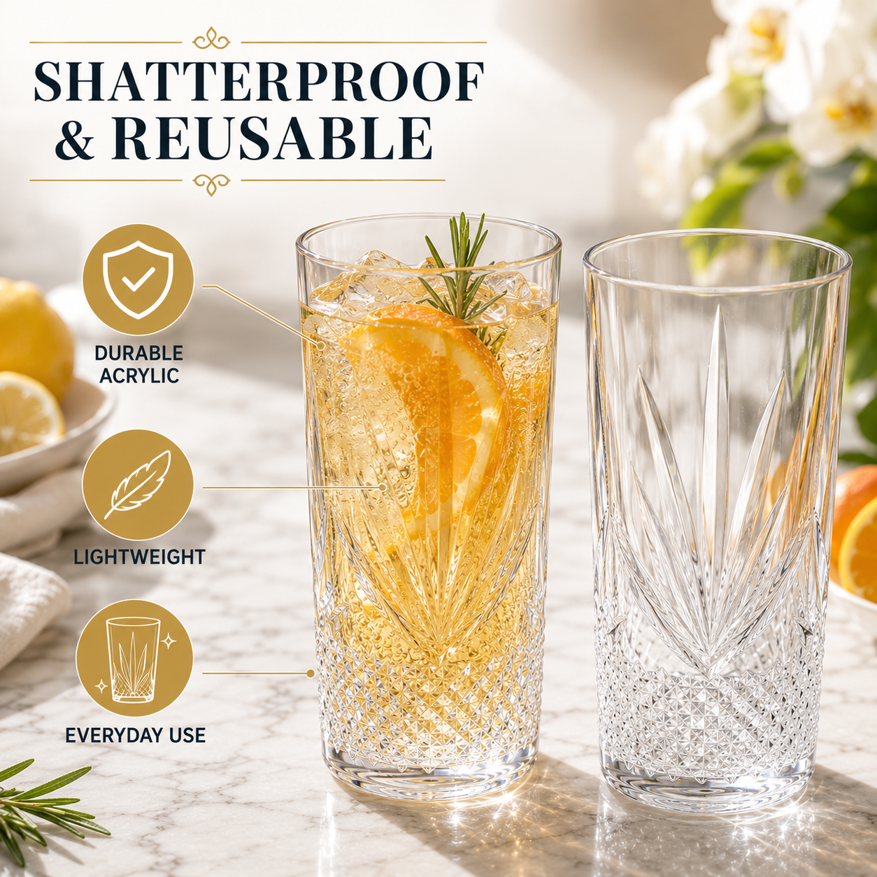 Onix Acrylic Highball Glasses Set Of Four