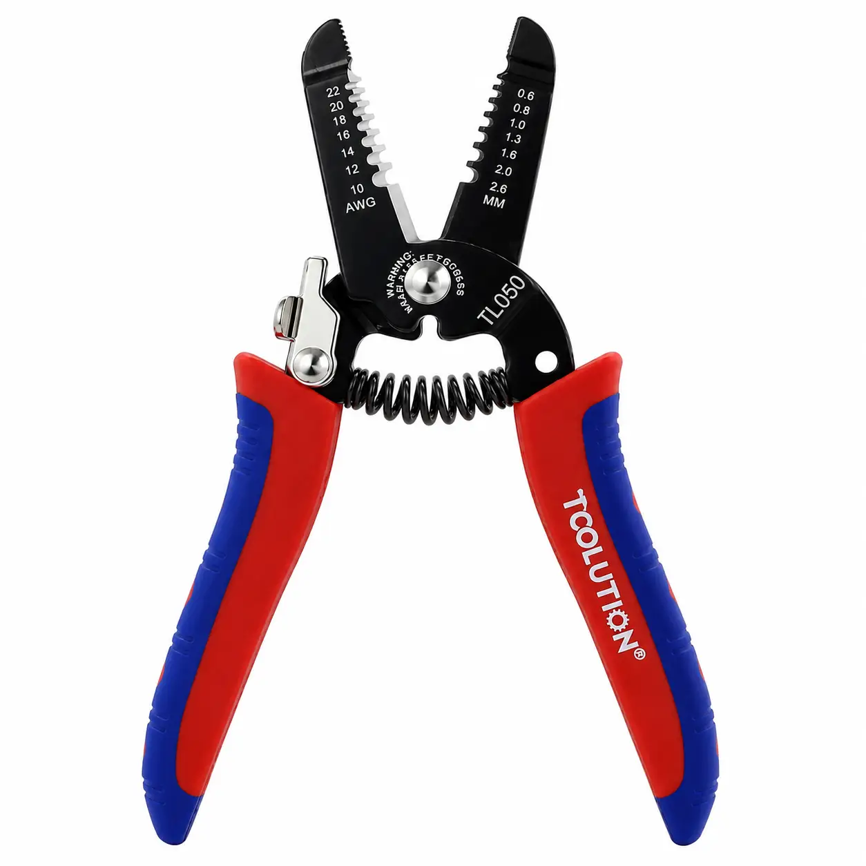 Wire stripper and cutter by Kings Outdoor Lighting with red/blue grips and black jaws on Tampa Home & Garden Store
