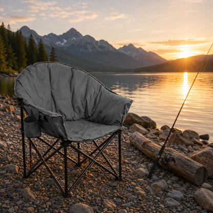 Silla acolchada plegable de camping Moon con bolsa de transporte - Gris