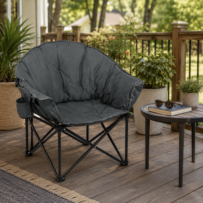 Silla acolchada plegable de camping Moon con bolsa de transporte - Gris