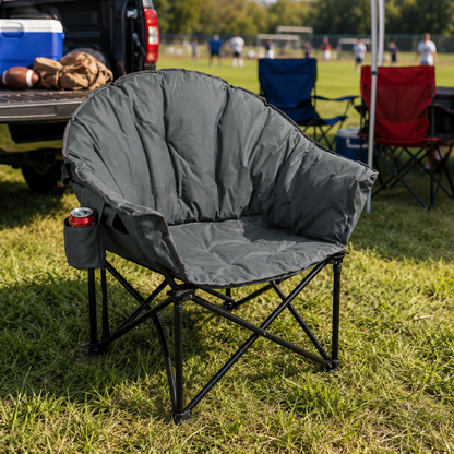 Silla acolchada plegable de camping Moon con bolsa de transporte - Gris