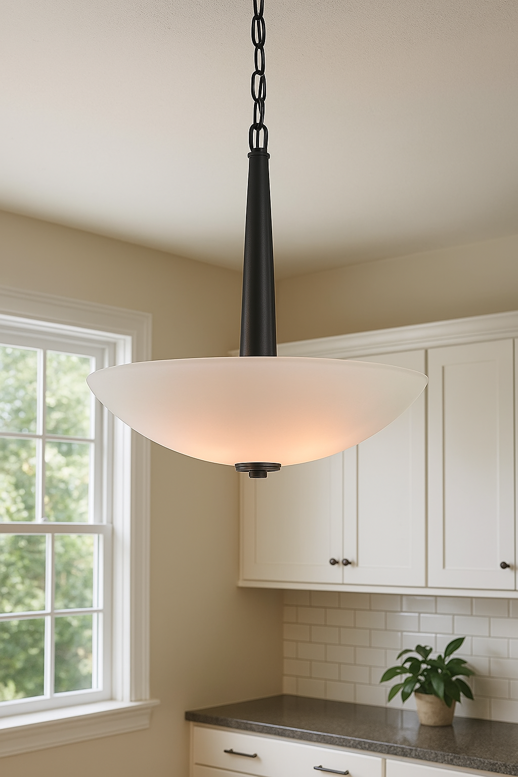 Oil Rubbed Bronze and Frosted Glass Pendant